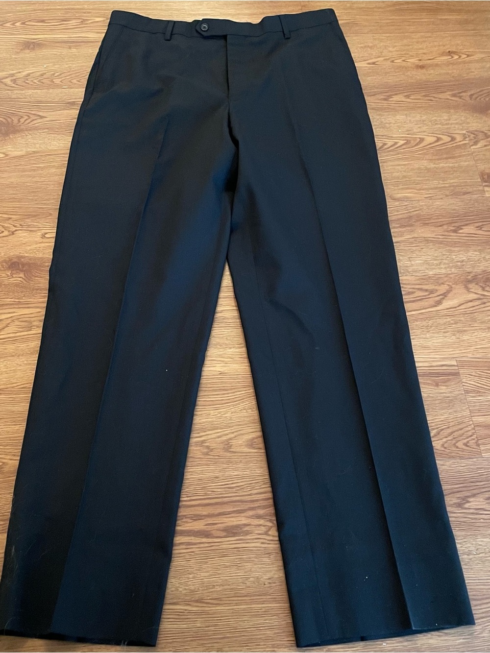 Joseph & Feiss Comfort Stretch Dress Pants 36x33 Black Wool Flat Front